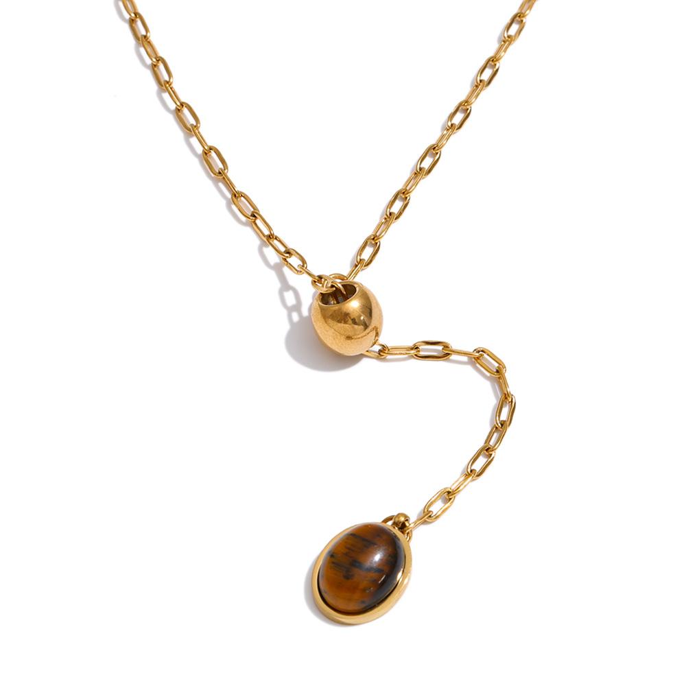 Yhpup 58cm Stainless Steel Natural Tiger Stone Shell Drop Adjustable Chain Necklace Gold Color Charm Arrivals Jewelry
Yhpup 58cm Stainless Steel Natural Tiger Stone Shell Drop Adjustable Chain Necklace Gold Color Charm Arrivals Jewelry