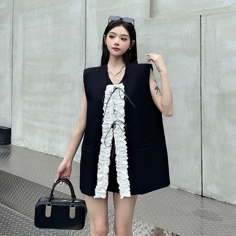 Lace Trim Colorblock Patchwork Loose Sleeveless Vest for Women Summer Crew Neck Layering Fashion Casual Outerwear Top M чёрный
Lace Trim Colorblock Patchwork Loose Sleeveless Vest for Women Summer Crew Neck Layering Fashion Casual Outerwear Top M чёрный