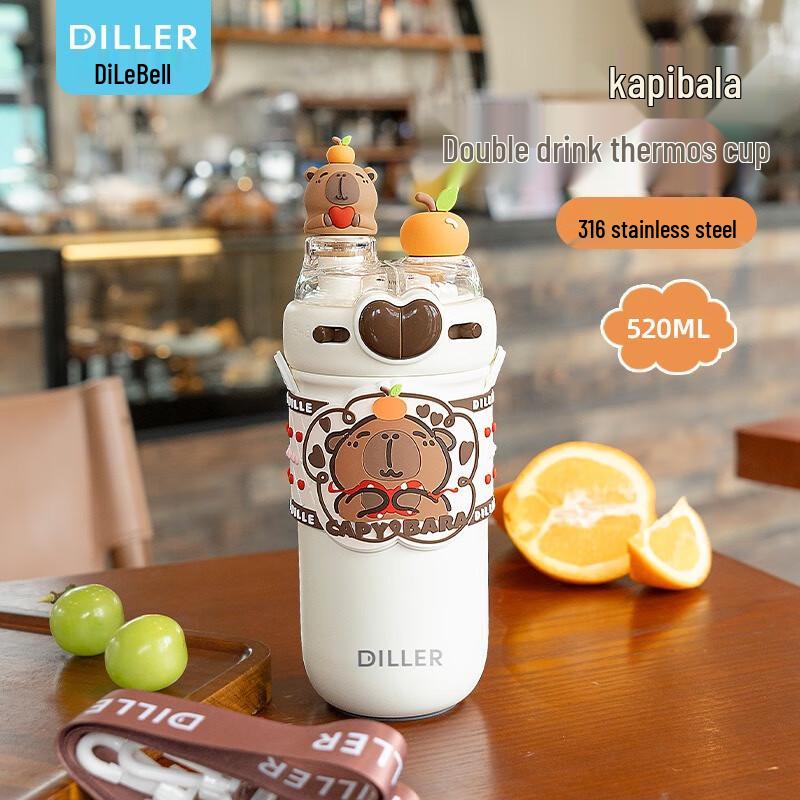 Diller Capybara 520ML Dual-Drink Insulated Water Bottle
Diller Capybara 520ML Dual-Drink Insulated Water Bottle
