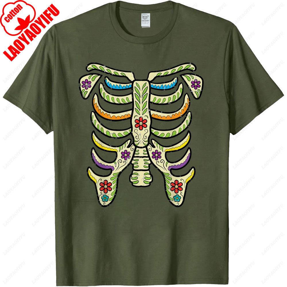 Mexico Sugar Skull Skeleton Rib Día De Muertos Men Women Tshirt Halloween Party Costume Day Unisex Cotton TShirt Men Clothing S
Mexico Sugar Skull Skeleton Rib Día De Muertos Men Women Tshirt Halloween Party Costume Day Unisex Cotton TShirt Men Clothing S