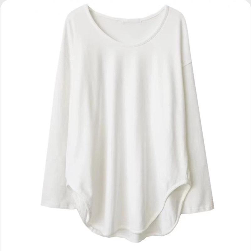 Женская футболка больших размеров из хлопка с длинным рукавом и закругленным подолом на осень M белый
Женская футболка больших размеров из хлопка с длинным рукавом и закругленным подолом на осень M белый