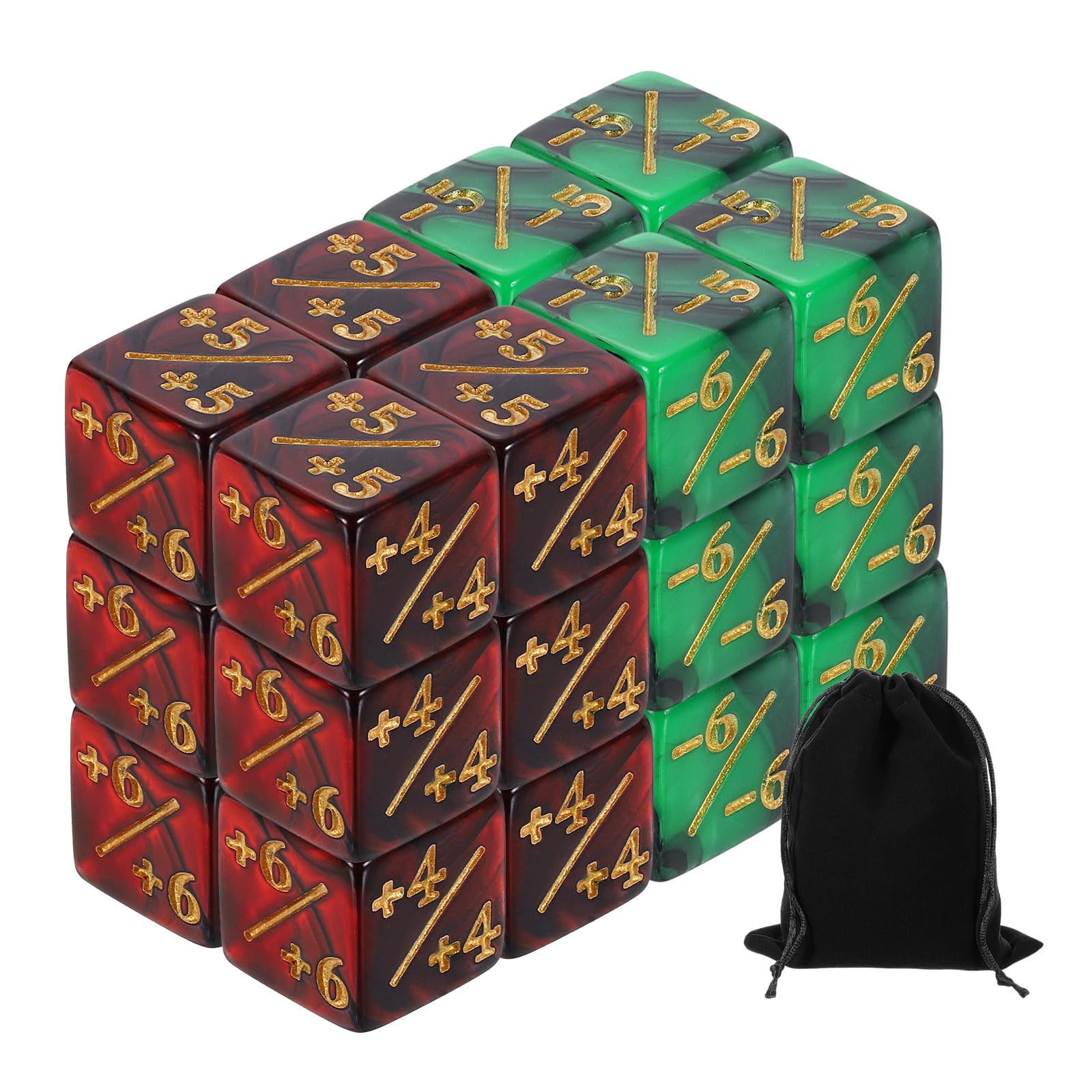 uxcell 24-Piece Magic Dice Counter Acrylic D6 Life Token Dice Set with Pouch for Standard Card Games, Red & Black, Green & Black
uxcell 24-Piece Magic Dice Counter Acrylic D6 Life Token Dice Set with Pouch for Standard Card Games, Red & Black, Green & Black