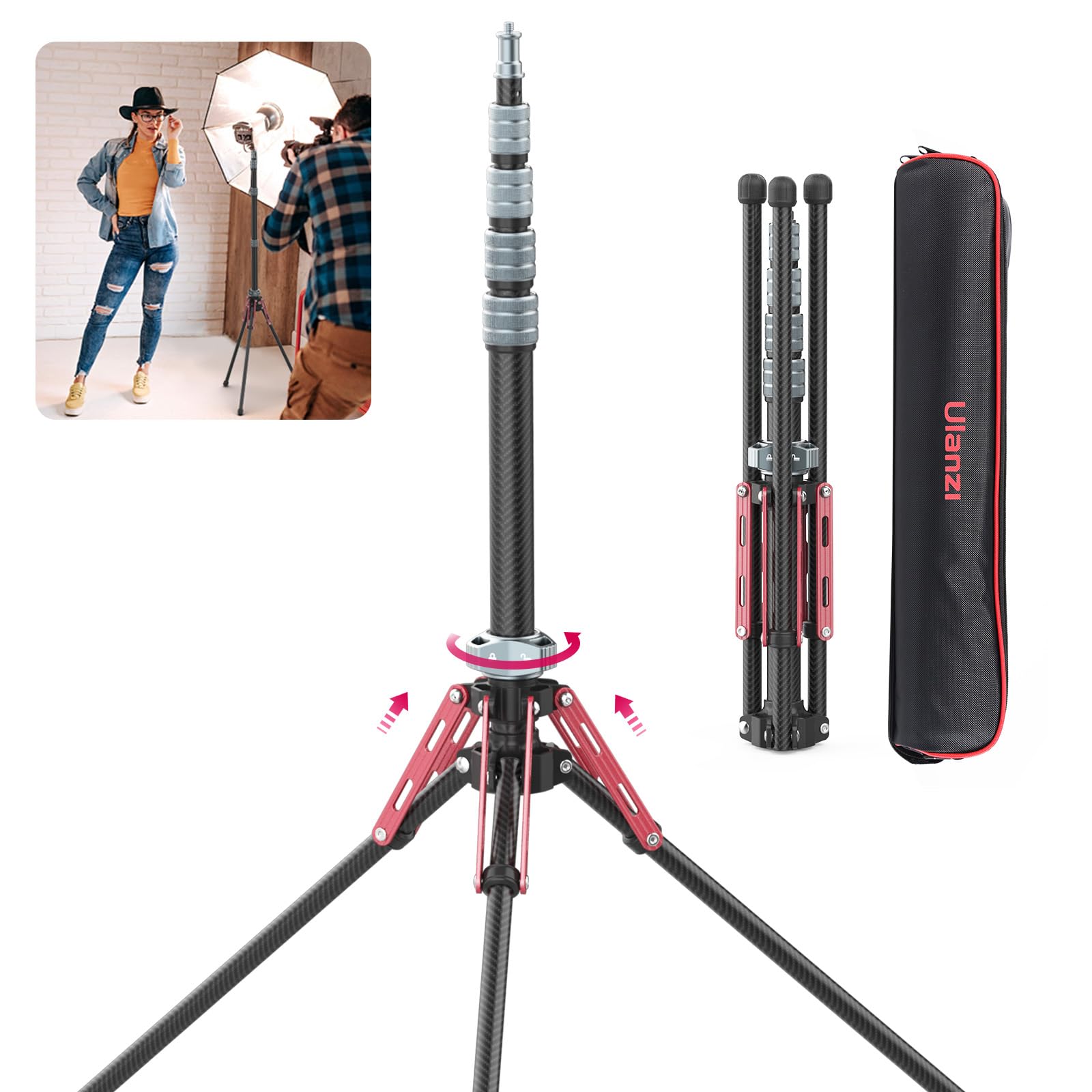 Ulanzi Light Stand Photography Stand Carbon Lightweight 194cm Strobe Stand Telescopic Reverse Folding Photography Studio Lighting Video Shooting Photo рожевий
Ulanzi Light Stand Photography Stand Carbon Lightweight 194cm Strobe Stand Telescopic Reverse Folding Photography Studio Lighting Video Shooting Photo рожевий