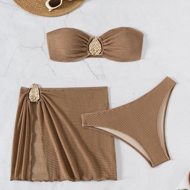 New Women 3 Piece Bikini Set Sexy Push Up Mesh Skirt Metal Droplet Ornament Beach Swimsuit S чорний
New Women 3 Piece Bikini Set Sexy Push Up Mesh Skirt Metal Droplet Ornament Beach Swimsuit S чорний