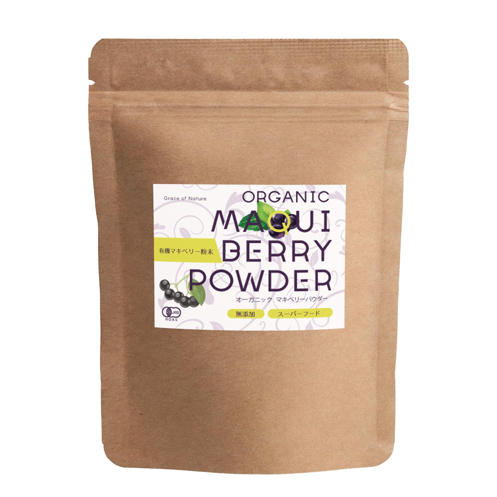 Благодать Природы Органическая Ягода Маки Органическая Сделано Сертифицировано Органическое по JAS Порошок, Лиофилизированный Порошок, Чили, (100г)