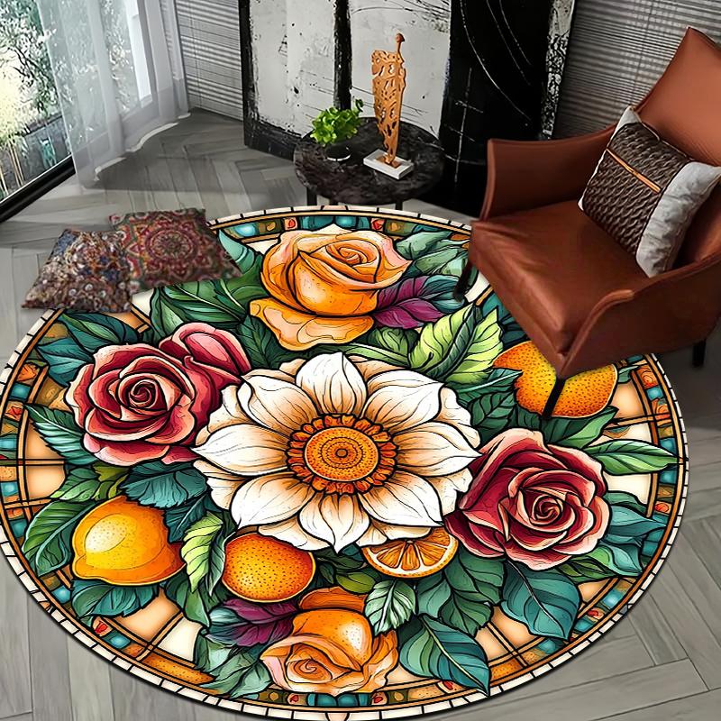 Floral lemon color style Flannel-printed round floor mats are slip-resistant Suitable living room bedroom terrace garden carpets 60cm x 60cm
Floral lemon color style Flannel-printed round floor mats are slip-resistant Suitable living room bedroom terrace garden carpets 60cm x 60cm