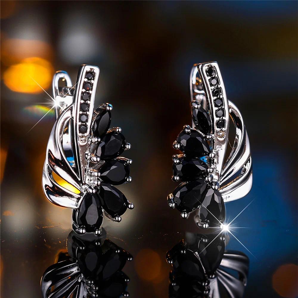 Изысканные синие зеленые серьги-кольца с цирконием для женщин, серебряные висячие серьги с цветком, элегантные вечерние украшения чёрный/серебряный
Изысканные синие зеленые серьги-кольца с цирконием для женщин, серебряные висячие серьги с цветком, элегантные вечерние украшения чёрный/серебряный