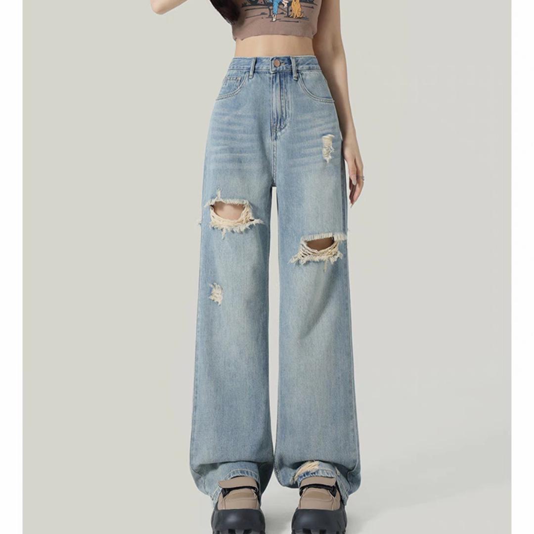 Женские джинсы 2024 нового стиля с рваным эффектом, высокой посадкой и прямыми штанинами - Длина в пол, облегающие, свободного кроя с нишевым дизайном M синий
Женские джинсы 2024 нового стиля с рваным эффектом, высокой посадкой и прямыми штанинами - Длина в пол, облегающие, свободного кроя с нишевым дизайном M синий