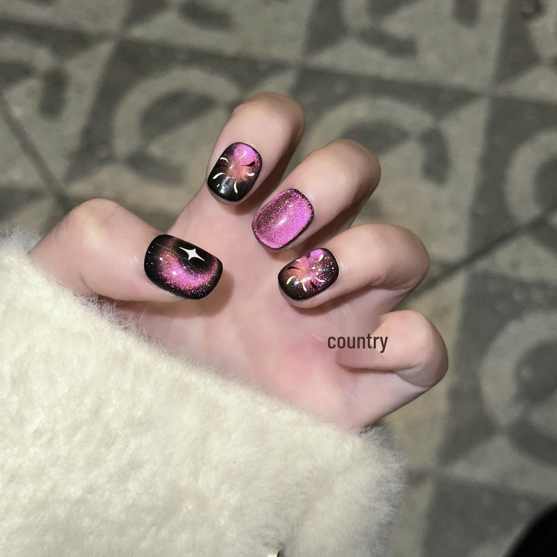 Handmade Cat Eye Crescent Nail Art with Fireworks Design - Removable False Nail Patches Small S
Handmade Cat Eye Crescent Nail Art with Fireworks Design - Removable False Nail Patches Small S