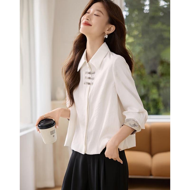 New Chinese Style Color Block Lapel Shirt S
New Chinese Style Color Block Lapel Shirt S