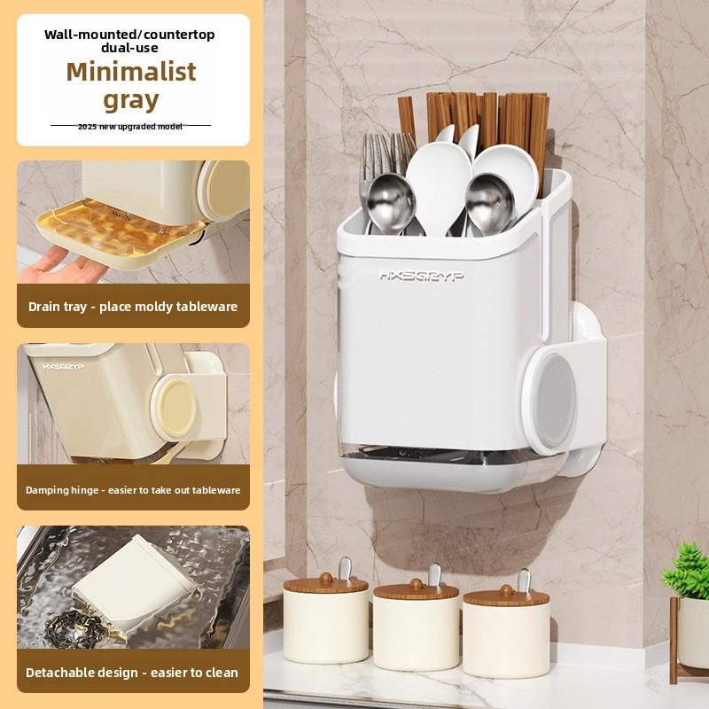 Chopstick Storage Box, Wall-mounted Kitchen Tableware Rack Without Drilling, Household Draining Spoon and Chopstick Holder 1pc сірий
Chopstick Storage Box, Wall-mounted Kitchen Tableware Rack Without Drilling, Household Draining Spoon and Chopstick Holder 1pc сірий