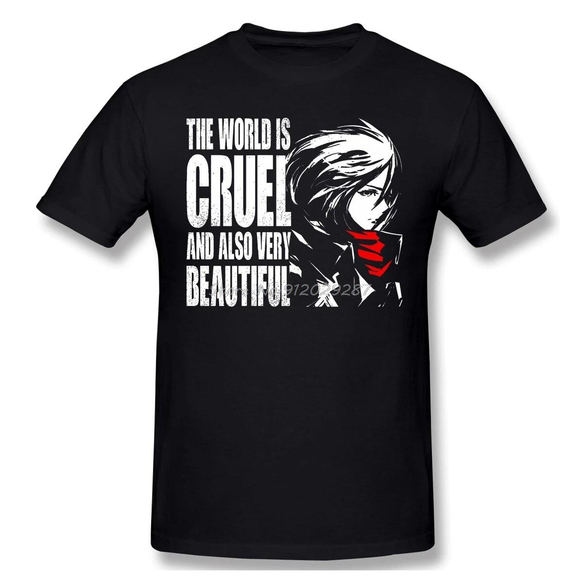 Мужская одежда Футболка «Атака Титанов» Мир жесток, а также очень красивый дизайн Футболки с короткими рукавами Уличная одежда Harajuku 
Мужская одежда Футболка «Атака Титанов» Мир жесток, а также очень красивый дизайн Футболки с короткими рукавами Уличная одежда Harajuku