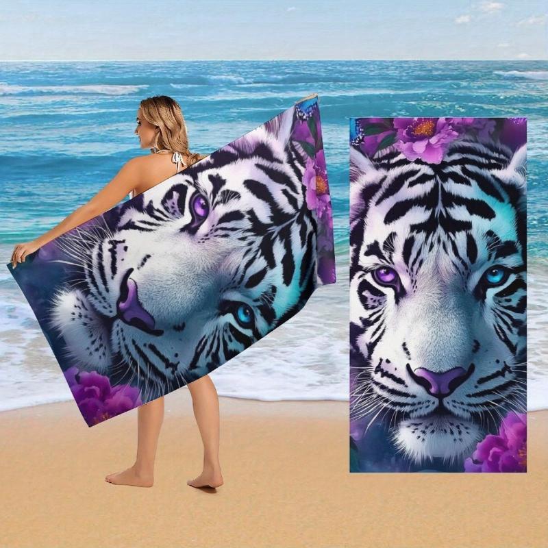 Large Tiger in Flowers Beach Towel Super Absorbent Quick-Dry Microfiber Bath & Sport Towel with Blue-Eyed Tiger & Purple Floral W30*H60(CM)
Large Tiger in Flowers Beach Towel Super Absorbent Quick-Dry Microfiber Bath & Sport Towel with Blue-Eyed Tiger & Purple Floral W30*H60(CM)