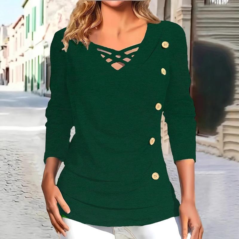 Solid Color Knitted V-Neck Fake Buttons Large Size Women s Long Sleeve T-Shirt Button Design XL зелёный
Solid Color Knitted V-Neck Fake Buttons Large Size Women s Long Sleeve T-Shirt Button Design XL зелёный