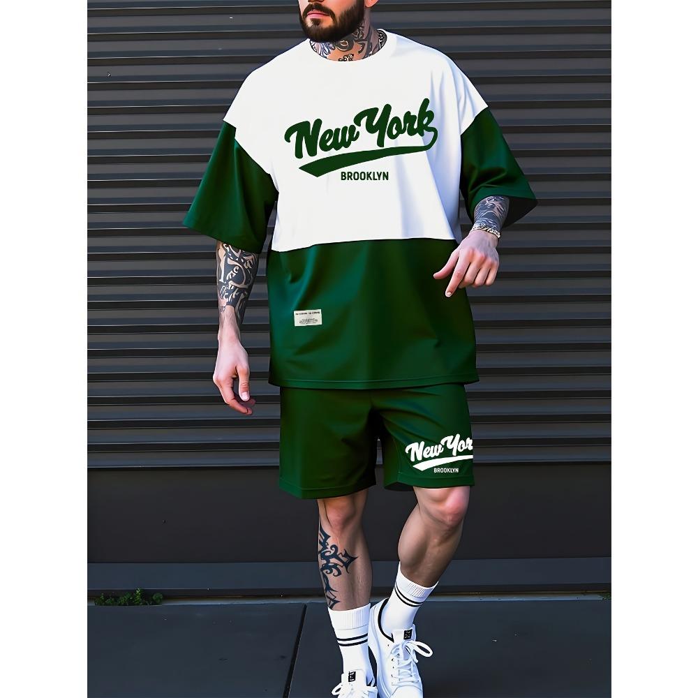 Summer Men s Casual Sportswear Set 3D Digital Printed Round-neck Short-sleeved Color Block T-shirt and Shorts S
Summer Men s Casual Sportswear Set 3D Digital Printed Round-neck Short-sleeved Color Block T-shirt and Shorts S