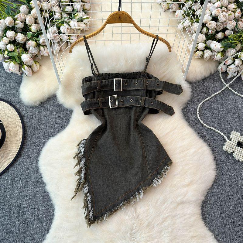 Pure Desire Raw Edge Denim Dress Summer New Arrival Tube Top Grey All yards
Pure Desire Raw Edge Denim Dress Summer New Arrival Tube Top Grey All yards