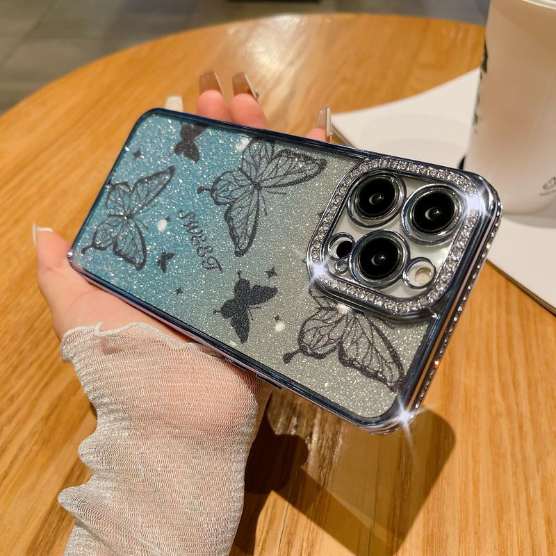 Блестящий чехол для телефона с бабочкой для iPhone 14 Pro 13 12 11 с ромбовидной каймой и защитой «все включено» с градиентом
Блестящий чехол для телефона с бабочкой для iPhone 14 Pro 13 12 11 с ромбовидной каймой и защитой «все включено» с градиентом
