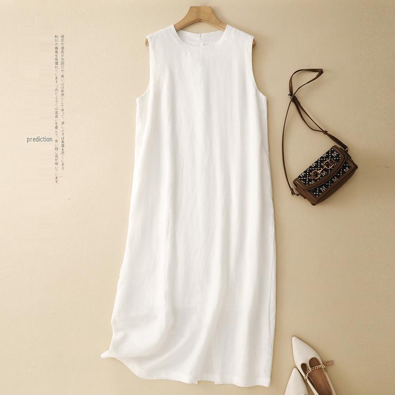 Spring/Summer Cotton Linen Sleeveless Cocoon Shape White Long Dress XXXL білий
Spring/Summer Cotton Linen Sleeveless Cocoon Shape White Long Dress XXXL білий