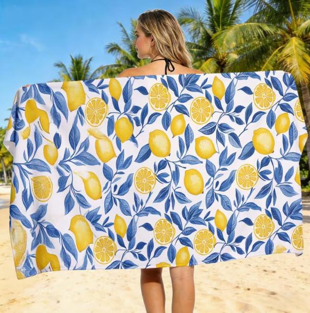Lightweight Unisex Beach Towel with Lemon Pattern Comfortable Soft Absorbent and Quick Drying Camping Swimming Bath Towels W40*H60(CM)
Lightweight Unisex Beach Towel with Lemon Pattern Comfortable Soft Absorbent and Quick Drying Camping Swimming Bath Towels W40*H60(CM)