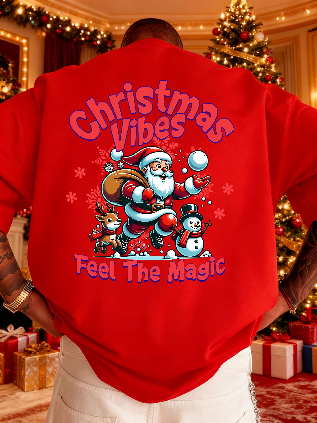Mens shortsleeved Tshirt Christmas theme red Santa Claus snowman reindeer suitable for holiday party casual wear S
Mens shortsleeved Tshirt Christmas theme red Santa Claus snowman reindeer suitable for holiday party casual wear S