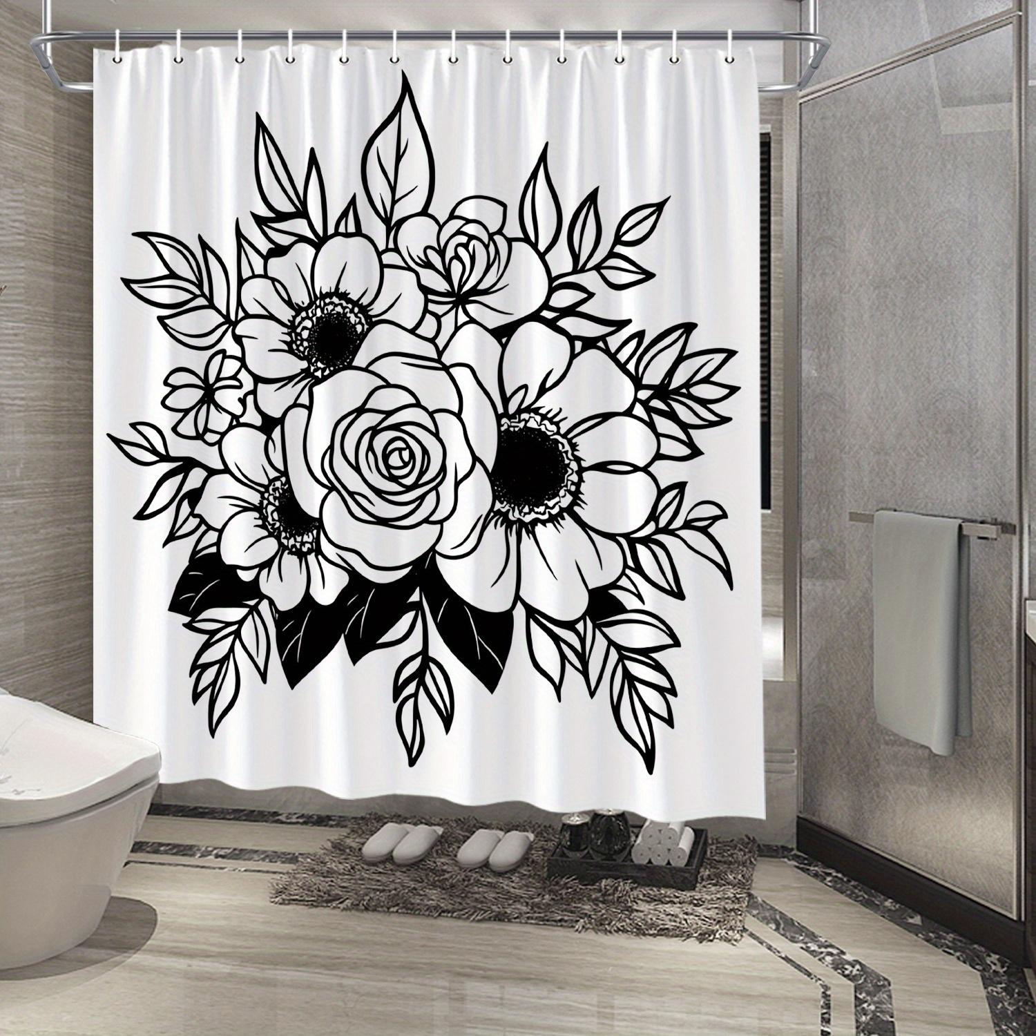 1Pc Black & White Botanical Floral Shower Curtain With Detailed Centers & Textured Leaves - 70X70 Inch Polyester Bathroom Decor, W60H190(CM)-1 Pcs
1Pc Black & White Botanical Floral Shower Curtain With Detailed Centers & Textured Leaves - 70X70 Inch Polyester Bathroom Decor, W60H190(CM)-1 Pcs