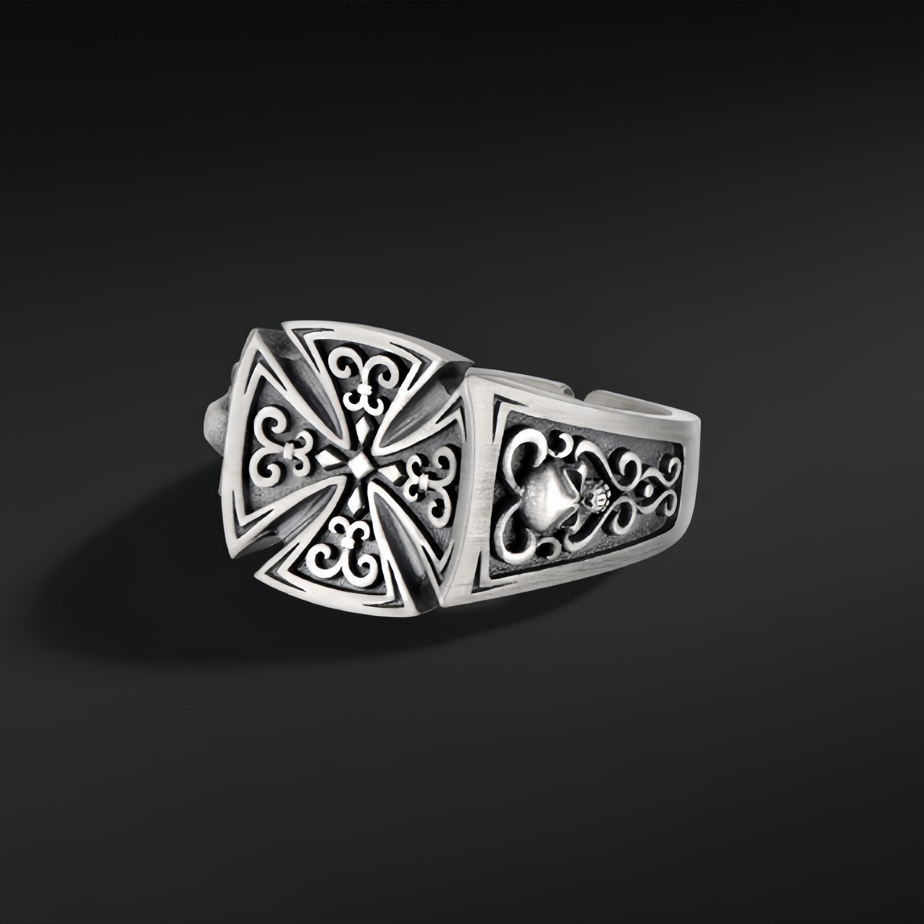 Retro Croix de Guerre Rose Pattern Adjustable Open Ring For Men Silver-plated Copper Punk Gothic Edgy Jewelry Accessories Gift 12
Retro Croix de Guerre Rose Pattern Adjustable Open Ring For Men Silver-plated Copper Punk Gothic Edgy Jewelry Accessories Gift 12