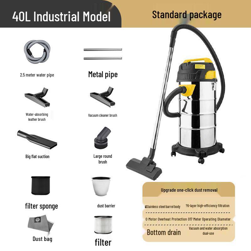 High-Suction Wet & Dry Vacuum Cleaner for Home, Car Wash, Grouting, Initial Cleaning, and Small Industrial Use
High-Suction Wet & Dry Vacuum Cleaner for Home, Car Wash, Grouting, Initial Cleaning, and Small Industrial Use