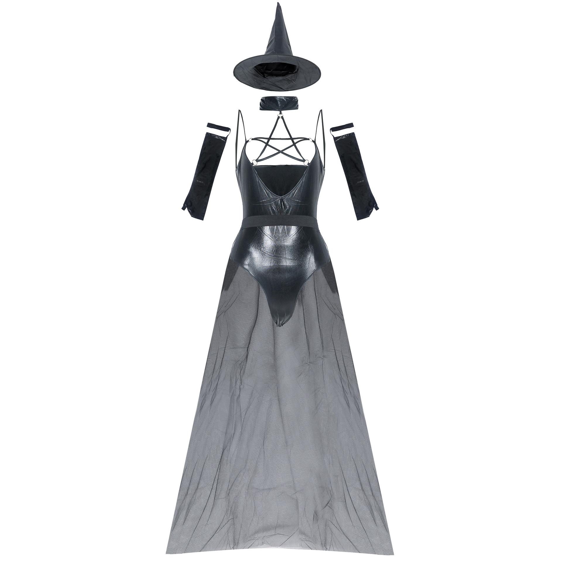 Костюм ведьмы на Хэллоуин, костюм ведьмы из лакированной кожи, маскарадный костюм XL чёрный
Костюм ведьмы на Хэллоуин, костюм ведьмы из лакированной кожи, маскарадный костюм XL чёрный
