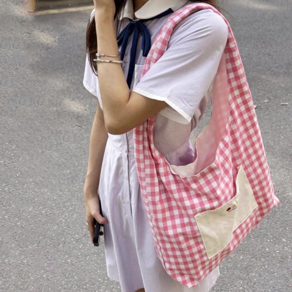 Cloth Lattice Shoulder Bag Sweet Canvas Tote Bag Simple Double Sided Plaid Vest Bag Outdoor синій
Cloth Lattice Shoulder Bag Sweet Canvas Tote Bag Simple Double Sided Plaid Vest Bag Outdoor синій