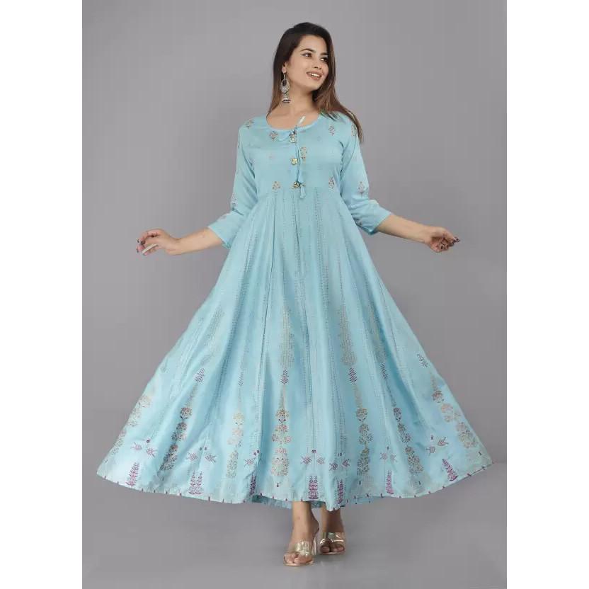 Женское дизайнерское платье Anarkali из искусственного шелка, индийское платье-курти с принтом в стиле Болливуда SC-2137 M-38
Женское дизайнерское платье Anarkali из искусственного шелка, индийское платье-курти с принтом в стиле Болливуда SC-2137 M-38