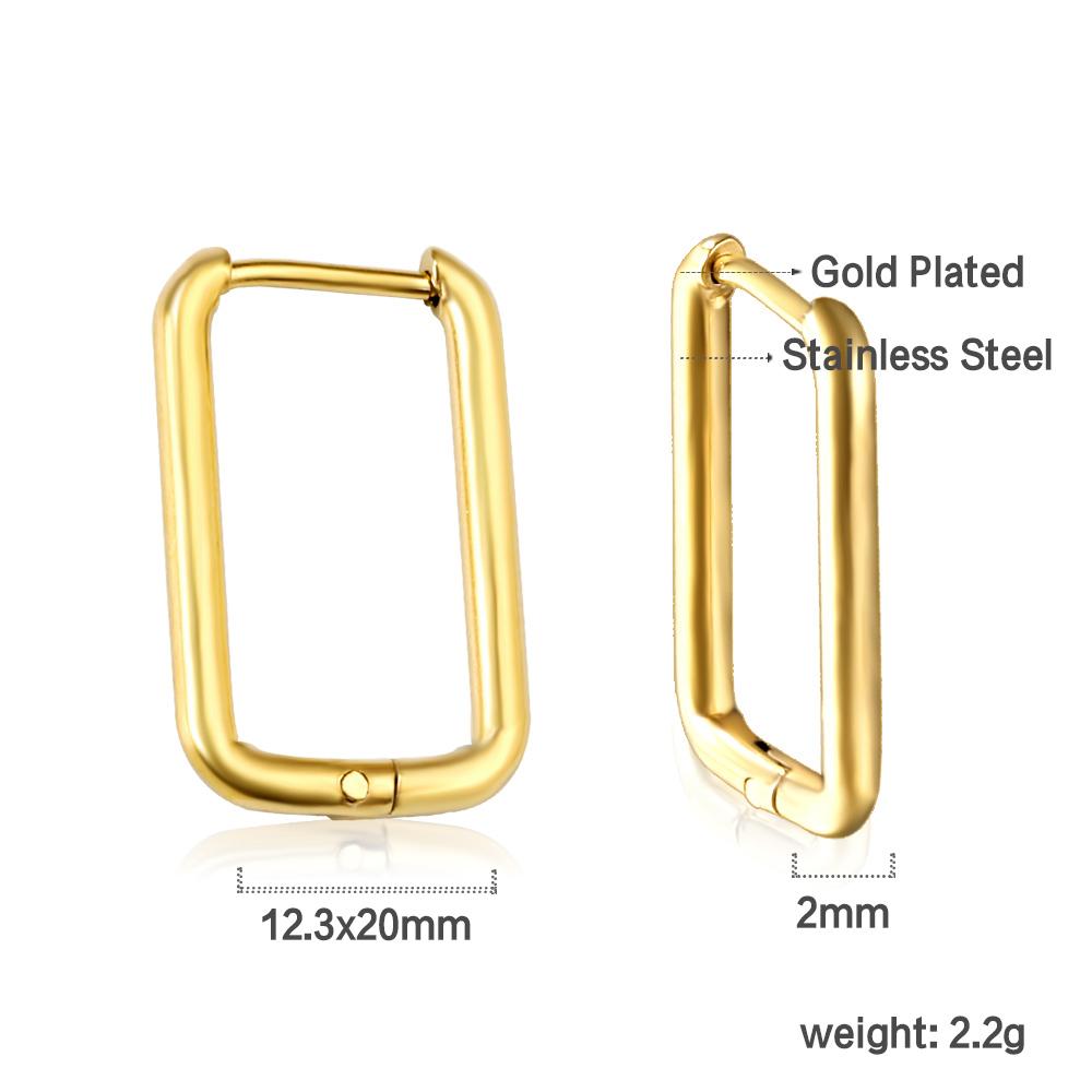 Simple Rectangle U-Shaped Hoop Earrings for Women Men Gold Plated Stainless Steel Chunky Huggie Cartilage Earrings
Simple Rectangle U-Shaped Hoop Earrings for Women Men Gold Plated Stainless Steel Chunky Huggie Cartilage Earrings