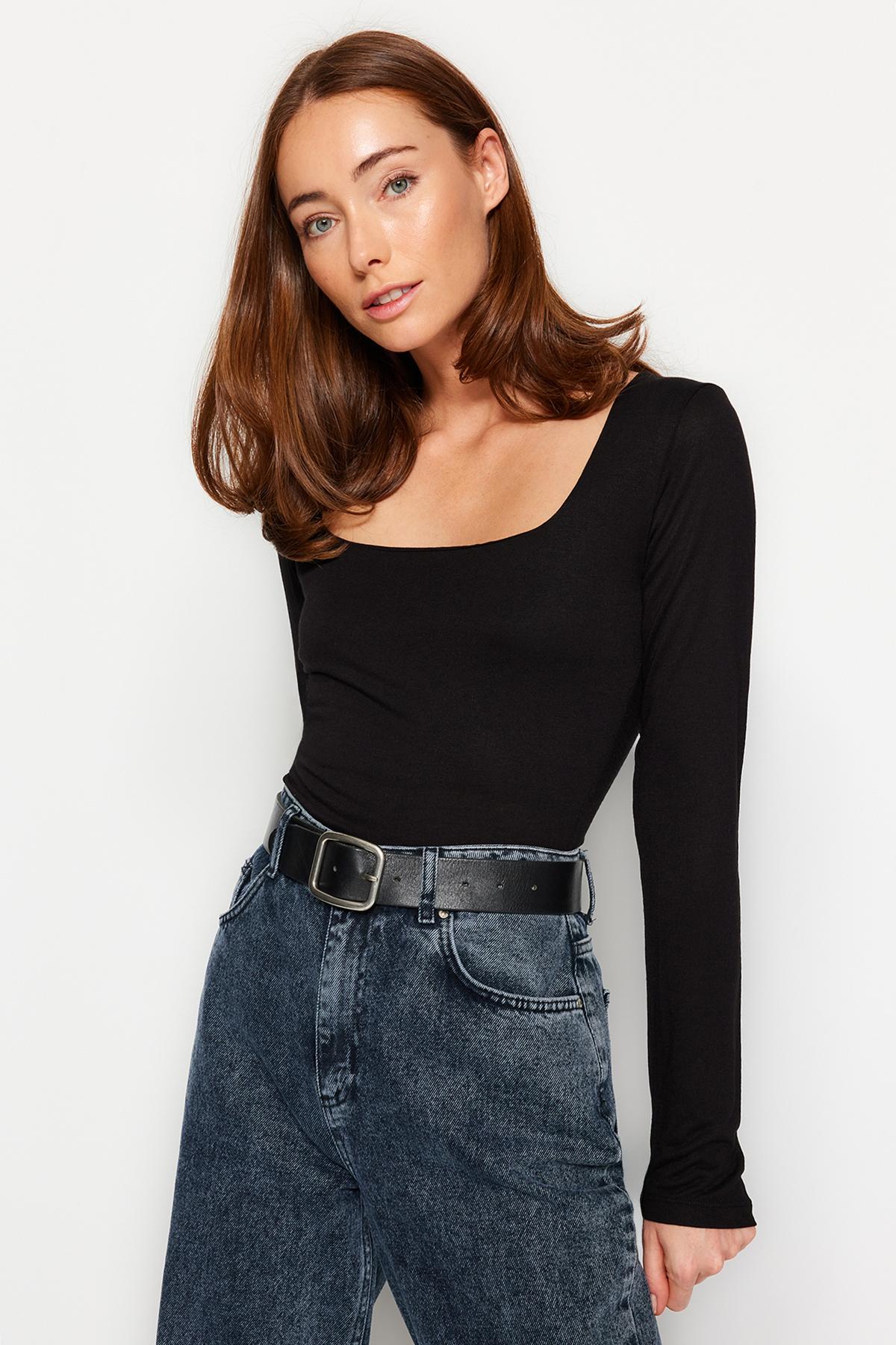 Women s Fashion New Bodysuit Black Fitted Square Collar Flexible Knitted Body with Snaps at the Bottom L темно-синього кольору
Women s Fashion New Bodysuit Black Fitted Square Collar Flexible Knitted Body with Snaps at the Bottom L темно-синього кольору