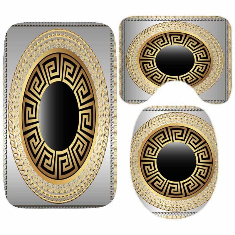 Luxury Black Gold Greek Key Meander Border Bath Rug Set Modern Geometric Ornate Bathroom Door Mat For Toilet Floor Carpet Decor 40x60cm 3pcs
Luxury Black Gold Greek Key Meander Border Bath Rug Set Modern Geometric Ornate Bathroom Door Mat For Toilet Floor Carpet Decor 40x60cm 3pcs