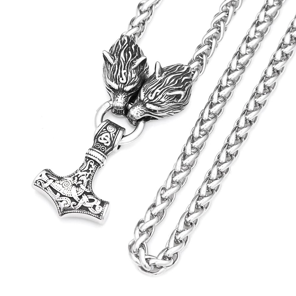 Vintage 316L Stainless Steel Thor s Hammer Pendant Necklace Viking Wolf Head Keel Chains for Men Nordic Jewelry Amulet Gifts 60CM
Vintage 316L Stainless Steel Thor s Hammer Pendant Necklace Viking Wolf Head Keel Chains for Men Nordic Jewelry Amulet Gifts 60CM
