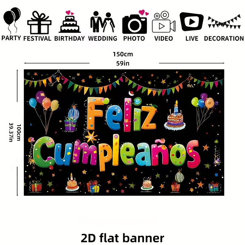 2D Feliz Cumpleaños Birthday Banner Backdrop Kids Colorful Fiesta Party Decor Background 47.2x31.5inch/120*80cm
2D Feliz Cumpleaños Birthday Banner Backdrop Kids Colorful Fiesta Party Decor Background 47.2x31.5inch/120*80cm