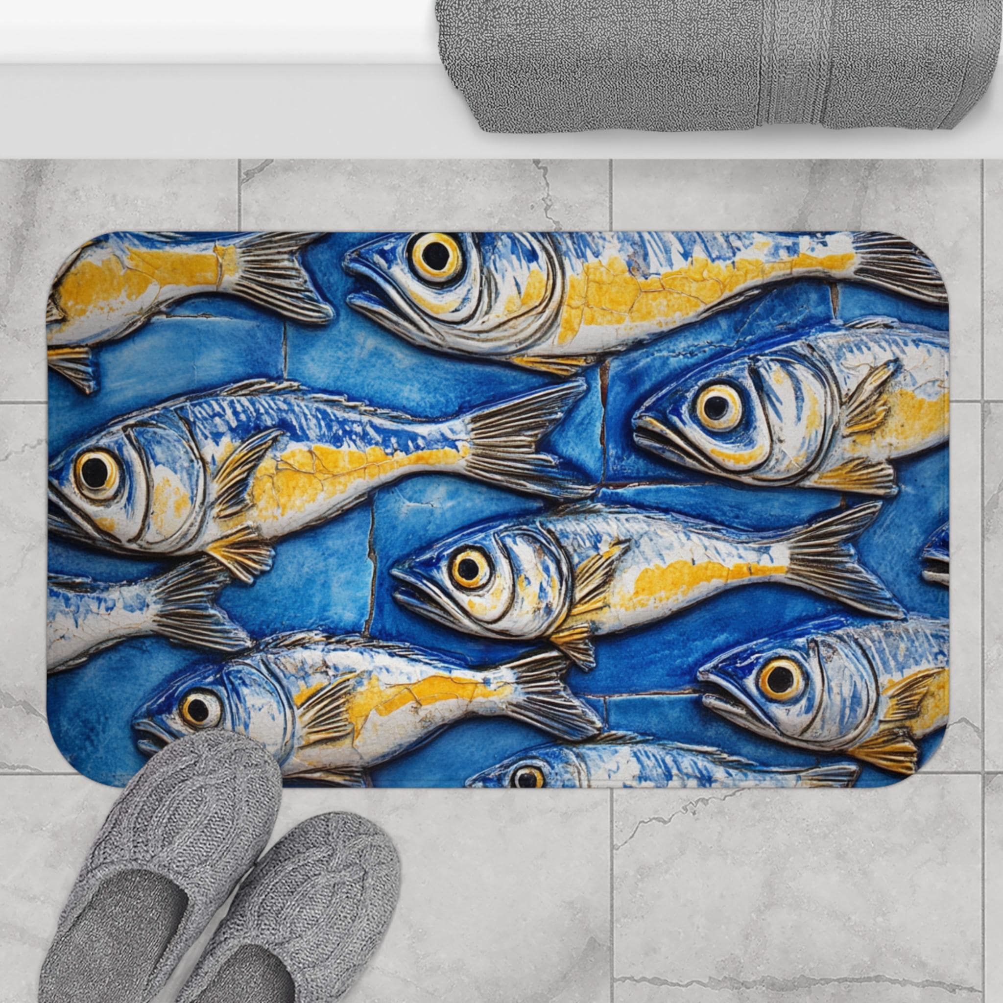 Vintage Blue Fish Tile Pattern Carpet Fish Fish Yellow Lemon 2D Printed Floor Mat Living Room Bedroom Kitchen Decoration Carpet 40cm x 60cm
Vintage Blue Fish Tile Pattern Carpet Fish Fish Yellow Lemon 2D Printed Floor Mat Living Room Bedroom Kitchen Decoration Carpet 40cm x 60cm
