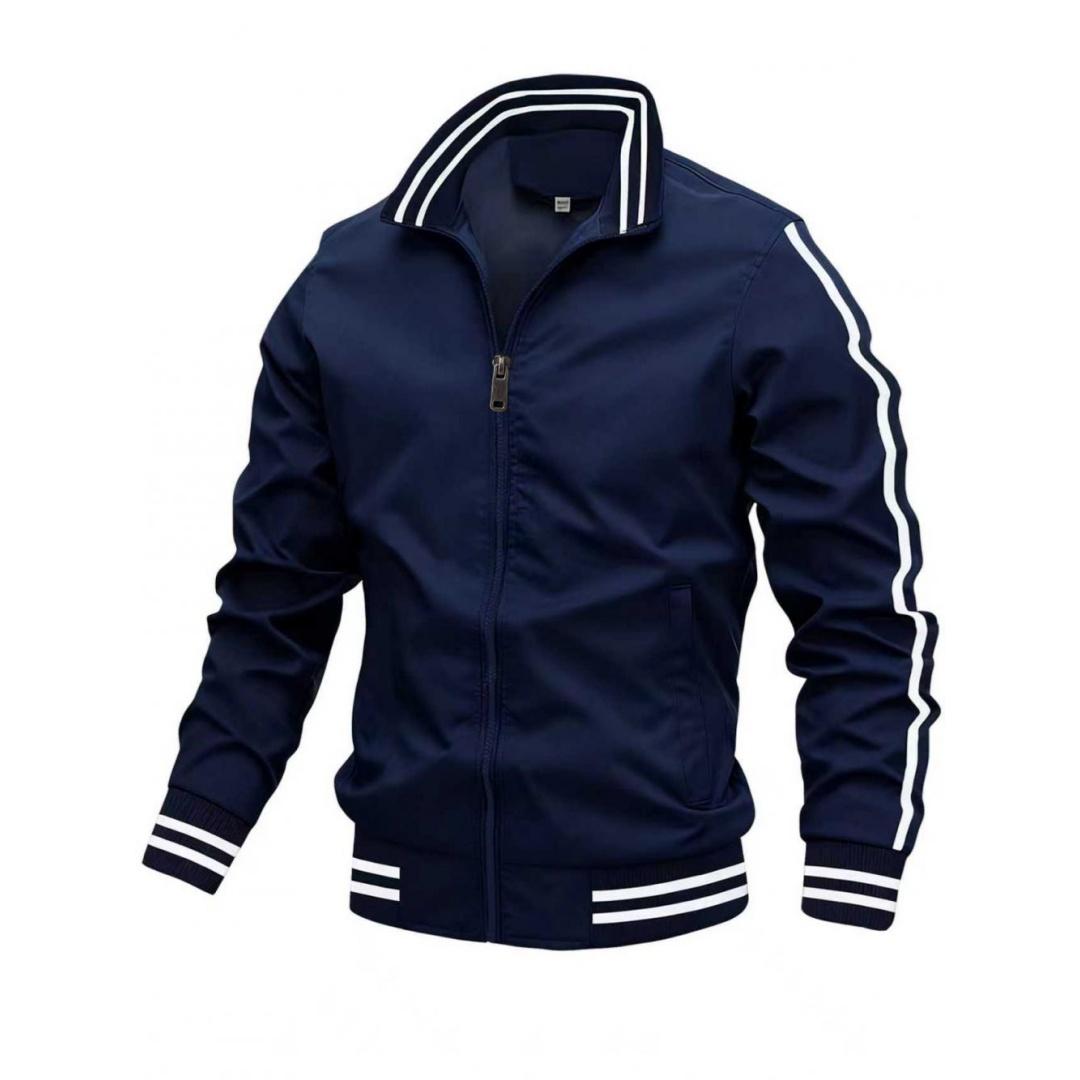 Striped Decorated Stand-up Collar Zipper Jacket Top, Sporty Design, Fitted Fit, Men s Daily Casual Streetwear Outerwear 3XL темно-синього кольору
Striped Decorated Stand-up Collar Zipper Jacket Top, Sporty Design, Fitted Fit, Men s Daily Casual Streetwear Outerwear 3XL темно-синього кольору