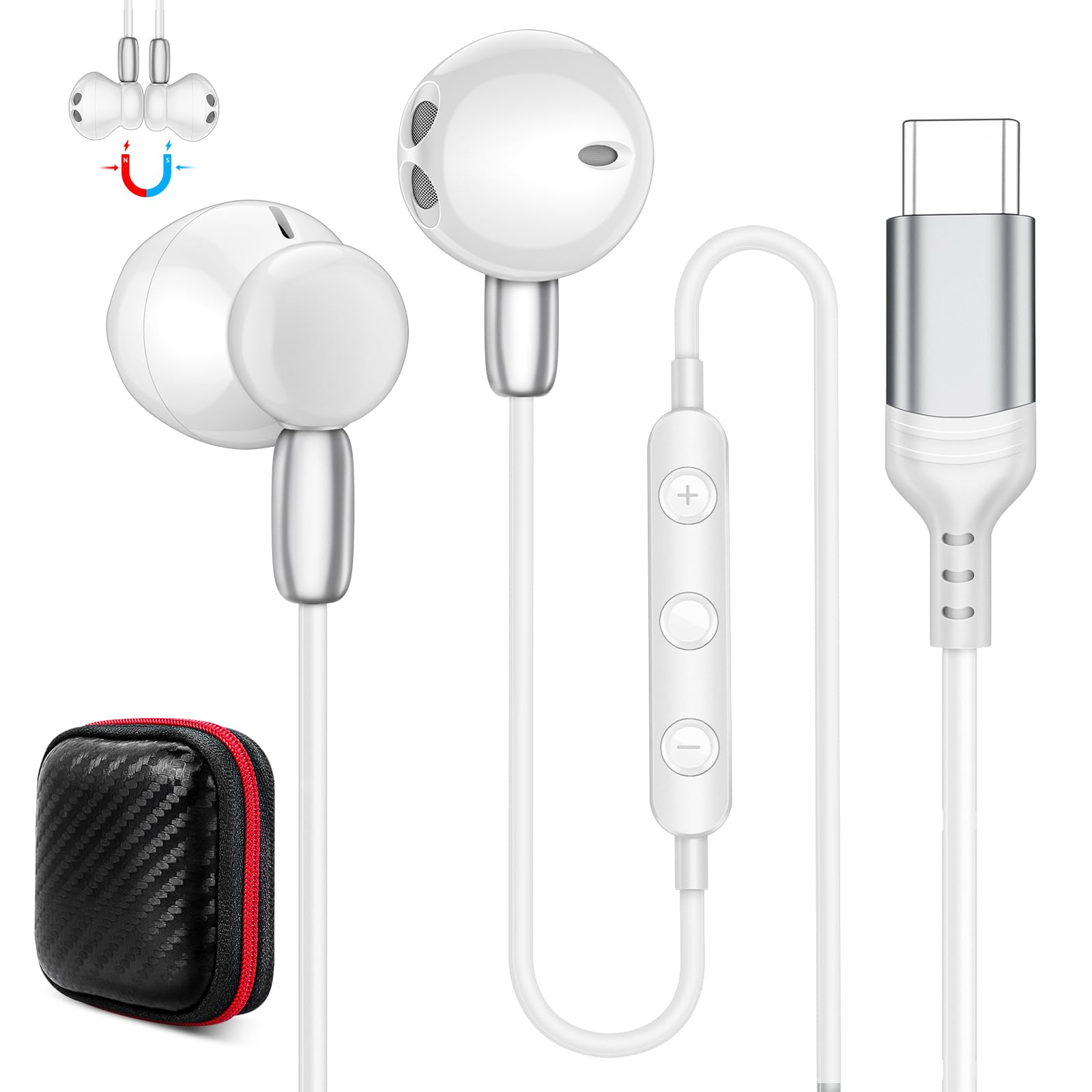 ASKUBSKU Type C Wired with Magnetic Compatible with iPhone 16 pro max Compatible with Google Pixel 7a 8 6 Pro HiFi Sound DAC Remote Control Deep білий
ASKUBSKU Type C Wired with Magnetic Compatible with iPhone 16 pro max Compatible with Google Pixel 7a 8 6 Pro HiFi Sound DAC Remote Control Deep білий