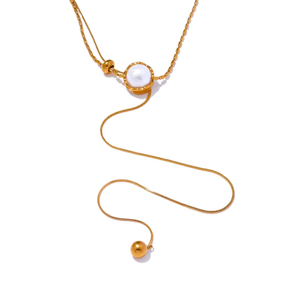 Yhpup Stainless Steel Imitation Pearl Korean Style Chain Necklace Water Resistant Personalized Fashion Neck Pendant Jewelry
Yhpup Stainless Steel Imitation Pearl Korean Style Chain Necklace Water Resistant Personalized Fashion Neck Pendant Jewelry