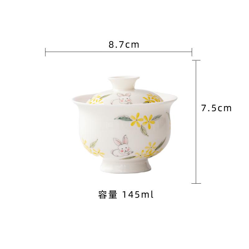 145ml Hand-painted Osmanthus Rabbit Gaiwan Vintage Tea Tureen Tea Bowl With Lid Kit Tea Making Cover Bowl Tableware Collection
145ml Hand-painted Osmanthus Rabbit Gaiwan Vintage Tea Tureen Tea Bowl With Lid Kit Tea Making Cover Bowl Tableware Collection