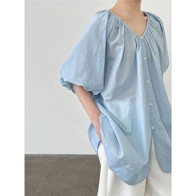 French Style V-neck Lazy Bubble Sleeve Blouse For Women Summer Collection Reversible Cardigan Loose And Casual Top M білий
French Style V-neck Lazy Bubble Sleeve Blouse For Women Summer Collection Reversible Cardigan Loose And Casual Top M білий