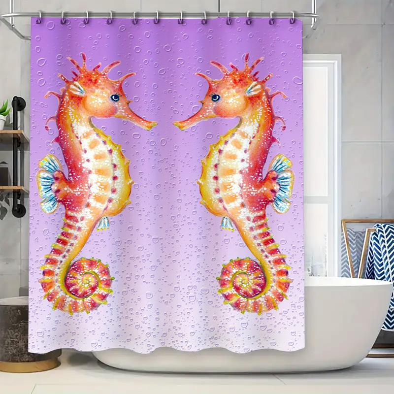 Brightly Colored Sea Horse Shower Curtain For Bathroom Decor Purple Mermaid Tail Design W60H190(CM)-1 Pcs
Brightly Colored Sea Horse Shower Curtain For Bathroom Decor Purple Mermaid Tail Design W60H190(CM)-1 Pcs