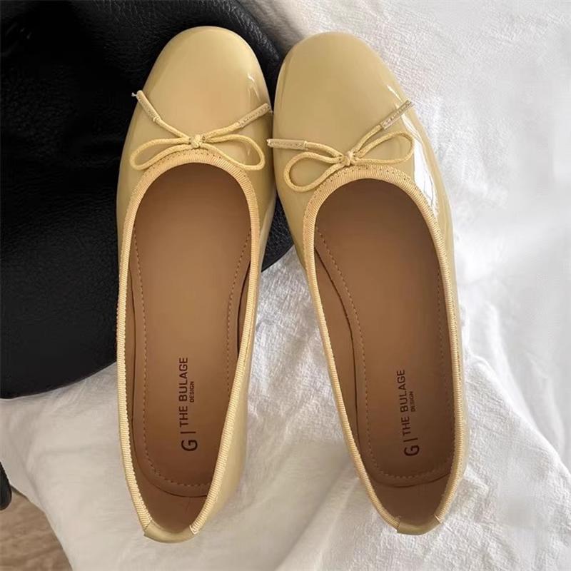 Модная SUOJIALUN Весенняя Новая Женская Обувь на Плоской Подошве Модная Круглый Носок Мелкая Слипоны Женские Элегантные Туфли Балетки Мягкий Плоский Каблук Балетки 39 жёлтый