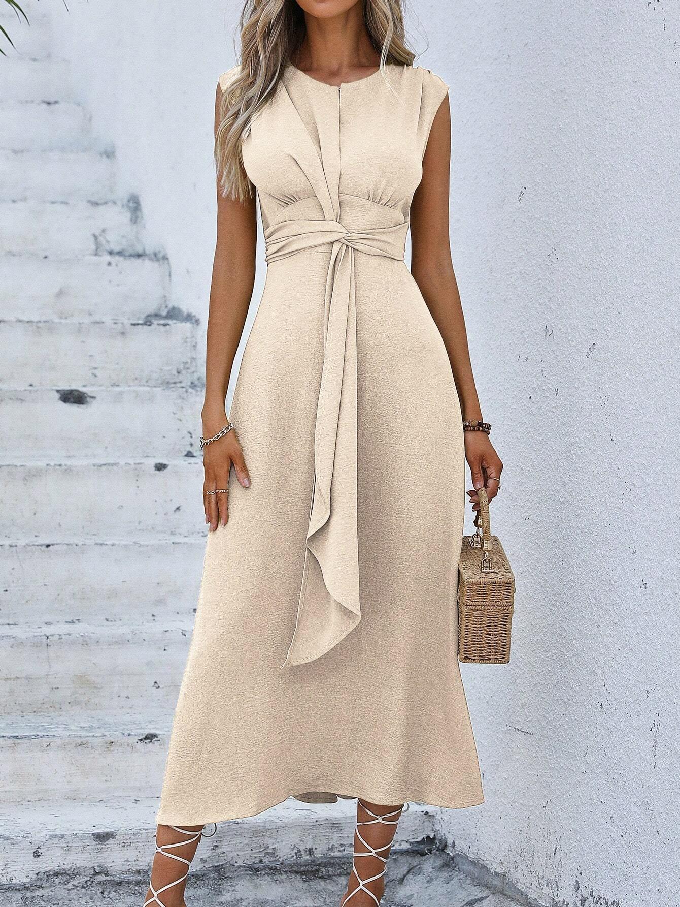 Women s Solid Color A-Line Dress Sleeveless Front Thin Straps Elegant Belted Midi Dress for Summer XS абрикосовий
Women s Solid Color A-Line Dress Sleeveless Front Thin Straps Elegant Belted Midi Dress for Summer XS абрикосовий