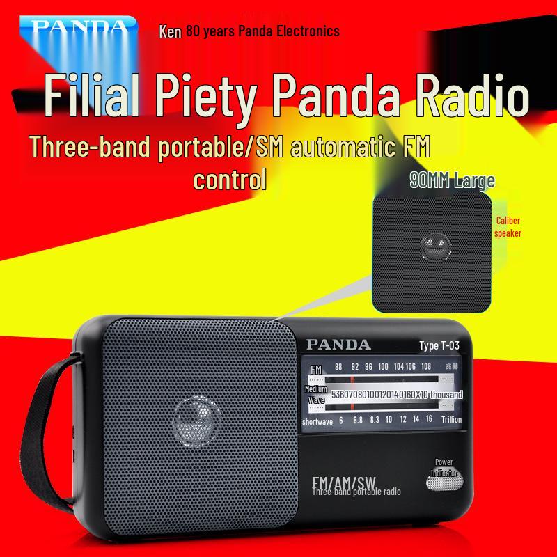 PANDA T-03 FM Radio Full Band Portable Mini for Seniors with External Speaker and Desktop Semiconductor. Black
PANDA T-03 FM Radio Full Band Portable Mini for Seniors with External Speaker and Desktop Semiconductor. Black