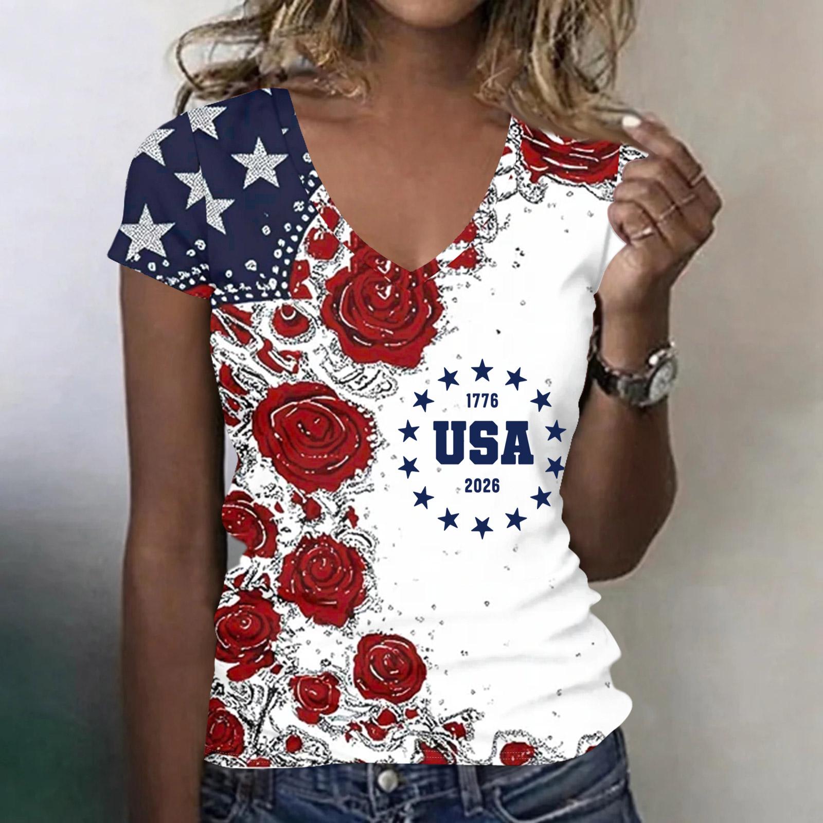 Women’s V Neck Lightweight Short Sleeve Top with Printed Graphic USA EST 1776 Rose Pattern Casual Summer Shirt Blouse L красный
Women’s V Neck Lightweight Short Sleeve Top with Printed Graphic USA EST 1776 Rose Pattern Casual Summer Shirt Blouse L красный