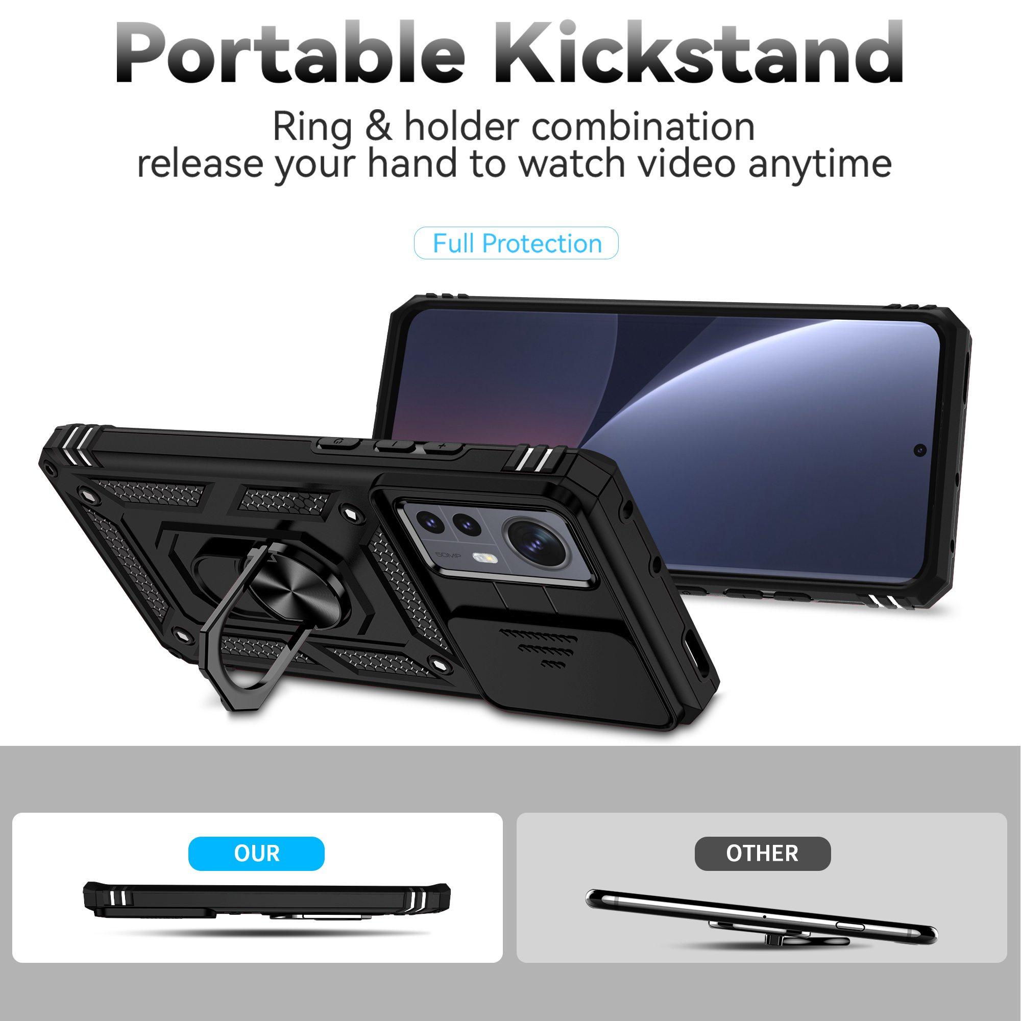 For Xiaomi 12X/12/12S 5G Ring Holder Kickstand Hybrid PC+TPU Shockproof Mobile Phone Protection Case Bag with Slide Camera Protection Shell Blue
For Xiaomi 12X/12/12S 5G Ring Holder Kickstand Hybrid PC+TPU Shockproof Mobile Phone Protection Case Bag with Slide Camera Protection Shell Blue