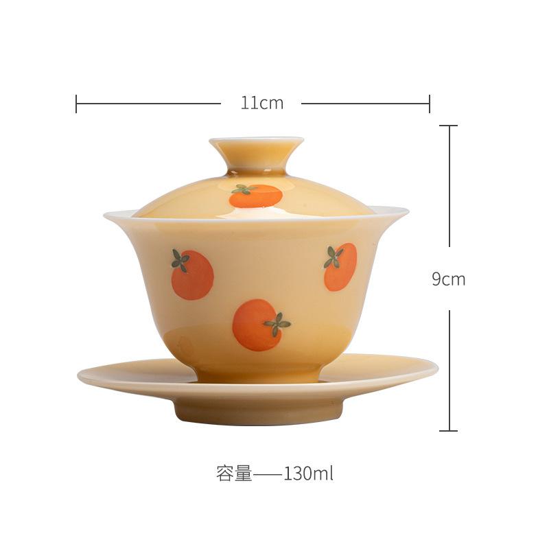 130ml Hand-painted Persimmon Apricot Yellow Gaiwan Aesthetic Tea Tureen Tea Bowl With Lid Kit Tea Maker Cover Bowl Craft Gift
130ml Hand-painted Persimmon Apricot Yellow Gaiwan Aesthetic Tea Tureen Tea Bowl With Lid Kit Tea Maker Cover Bowl Craft Gift