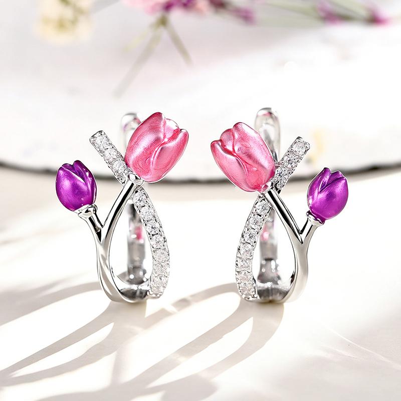 Huitan Pink Purple Tulip Hoop Earrings for Women Copper Color CZ Aesthetic Female Flower Earrings Wedding Party Trend Zircon
Huitan Pink Purple Tulip Hoop Earrings for Women Copper Color CZ Aesthetic Female Flower Earrings Wedding Party Trend Zircon