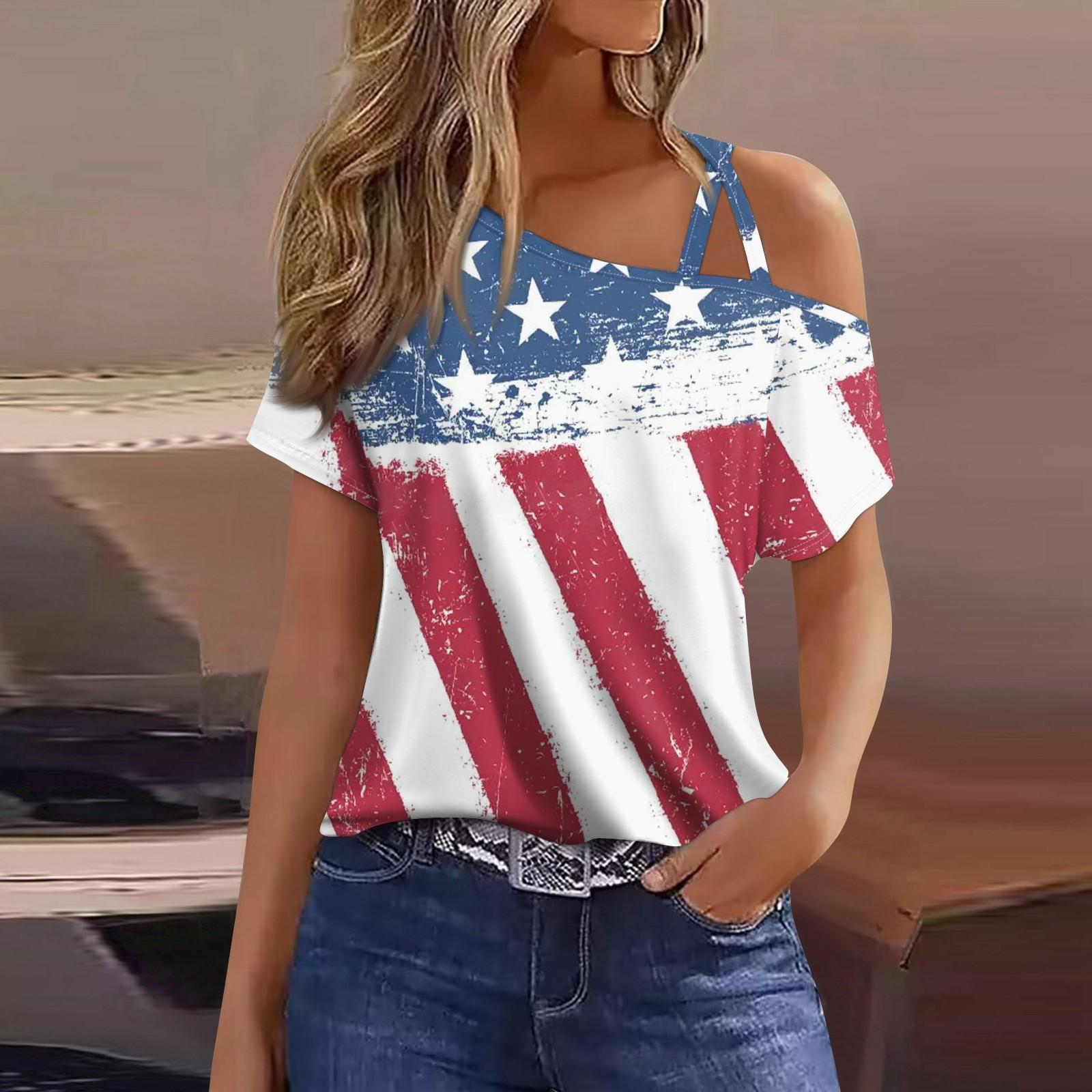 Женская мода, повседневная футболка с принтом на День независимости, сексуальная футболка с короткими рукавами и открытыми плечами, топ L киноварь
Женская мода, повседневная футболка с принтом на День независимости, сексуальная футболка с короткими рукавами и открытыми плечами, топ L киноварь